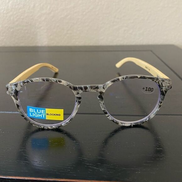 💼Round Tortoiseshell Clear and Black  Glasses, Readers with Blue Light Blocking - Picture 2 of 5